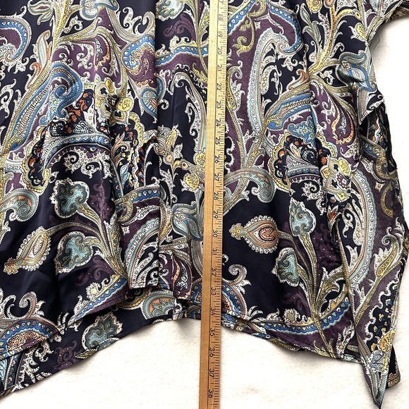 UMGEE Kaftan L Large Purple Paisley Satin Blouse Top Kimono Flutter Sleeves - Picture 6 of 8